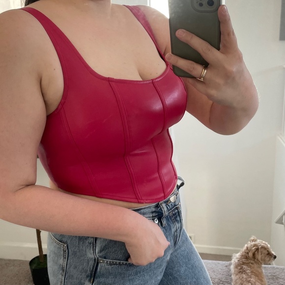 ⭐️ Corset Hot Night Out Party Minimalist Baddie Crop Club Blouse Latex Like Top - Picture 2 of 7